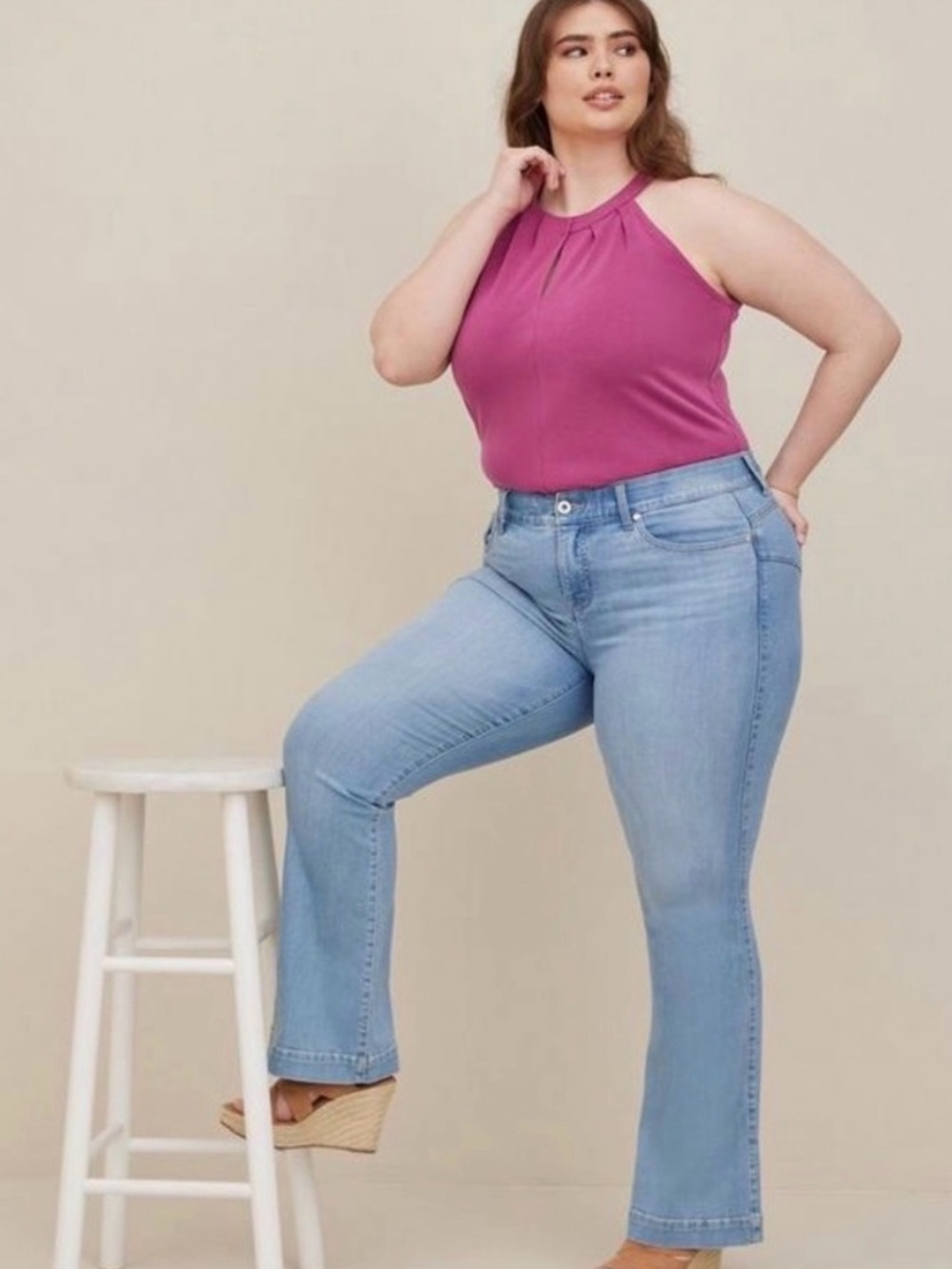 Torrid Knit Cupro High Neck Twist Top NWT Berry